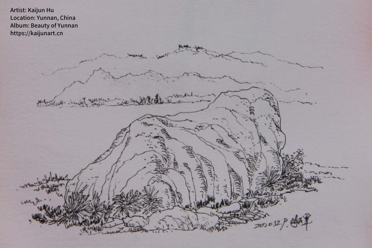 kaijunart's tweet photo. ❤ Like &amp; 📌Subscribe if you enjoy my artworks!
- Artist: Kaijun Hu
- Location: Yunnan, China
- Album: Beauty of Yunnan
- Website: https://t.co/XT9mldL7q7

#sketch #sketches
#drawing #drawings 
#art #painting
#tree #kaijunart #yunnan #chineseart #rock #mountain https://t.co/SOwjESTOOd