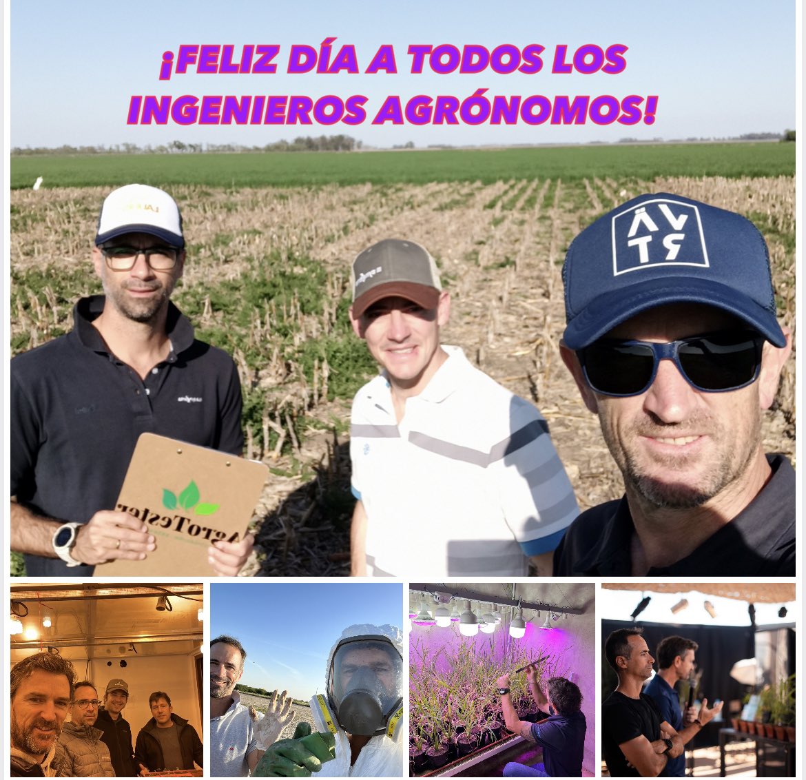 ¡Sigamos para adelante con las mismas ganas que el primer día!
<a href="/Fede_Venier/">Federico</a> <a href="/eduardojocortes/">T Jane Musk</a> 
#diadelingenieroagronomo #agrotester