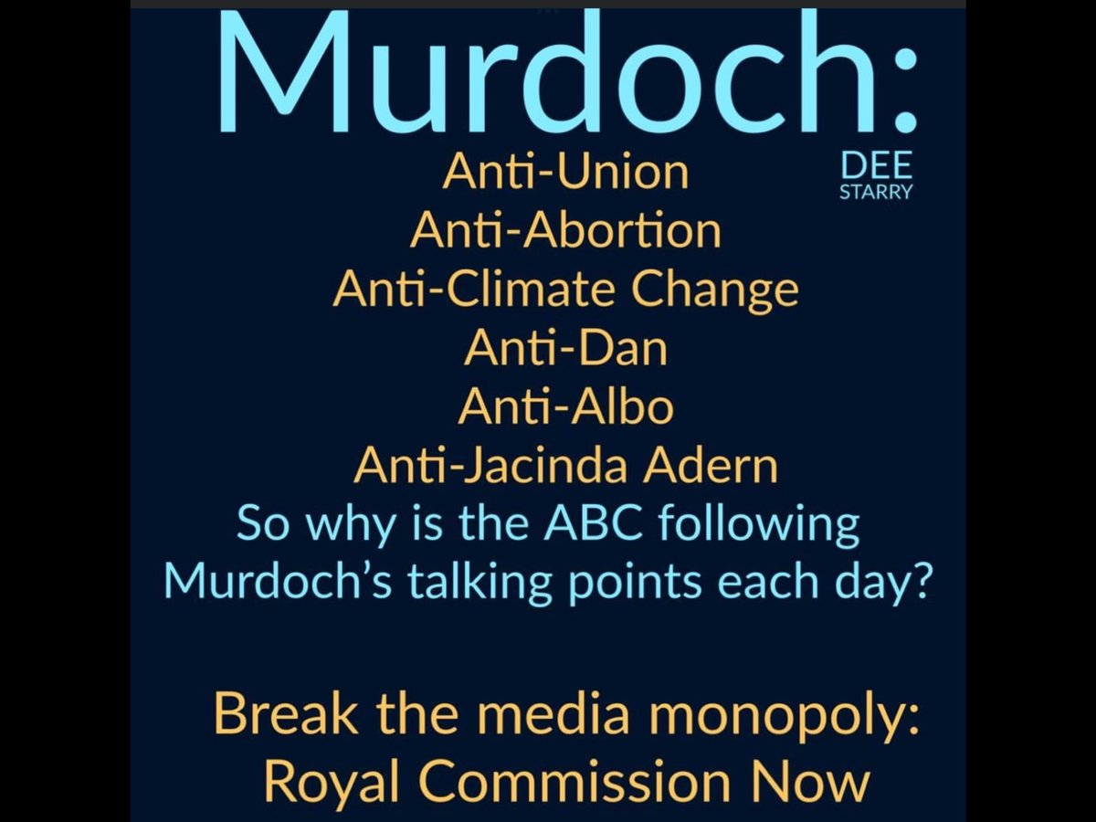 The far left & their MDS #MurdochDerangementSyndrome...

Seems like reasonable policy for any federal 'conservative' coalition to base the next election on... 🤔 👍
+Anti-ABCbias, +Anti-#TheVoiceAU, +Anti-ACMA disinformation laws, +Anti-WEF, +Anti-UN, +Anti-#BigPharmaCorruption