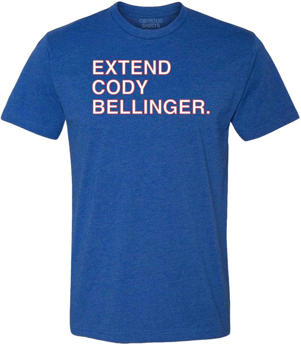 obvious_shirts's tweet photo. Quote tweet #ExtendCodyBellinger and follow @obvious_shirts to enter to win 1 of 5 of these shirts that we will give away tomorrow. #ExtendCodyBellinger https://t.co/XYnV7XNqVv