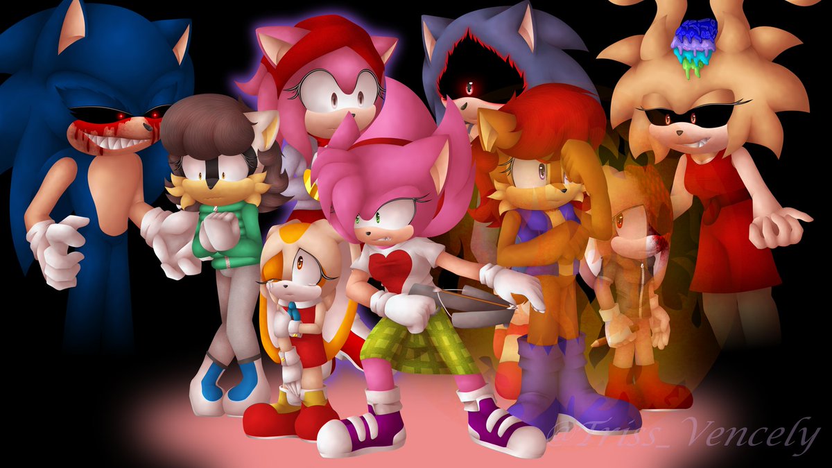 Triss_Vencely's tweet photo. Some big project I had since last year. 
#NightmareUniverse #NU #Sonicexe #Exetior #Jina #Pervision #Amelia #Loya #Cutty #AmyRose #CreamTheRabbit #Sally #FleetwayAmyRose https://t.co/NcTwAHWqov