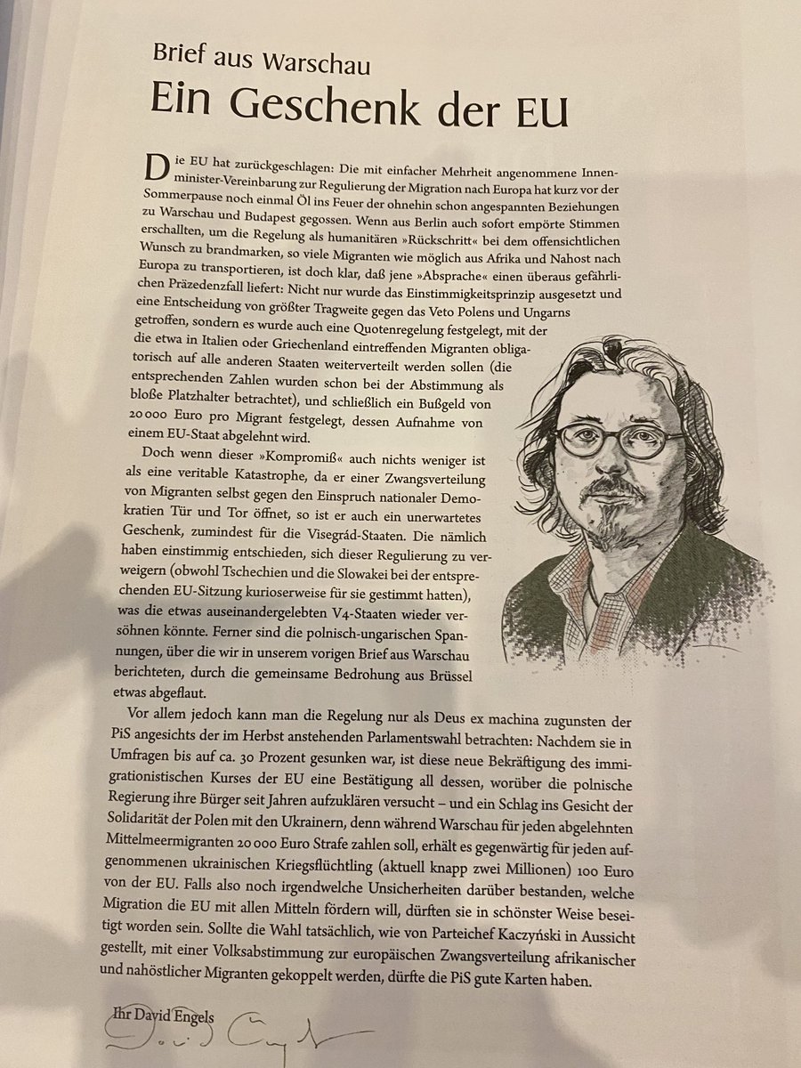 🇵🇱 Mein neuer Brief aus Warschau - oder: Wieso der 'Asylkompromiß' mit seinen Migrantenquoten, seiner Aufhebung des Veto-Rechts der Mitgliedsstaaten und seinen exorbitanten Strafzahlungen ein unfreiwilliges Wahlgeschenk Brüssels an Warschau ist. 😉😅 Dziękuję bardzo!