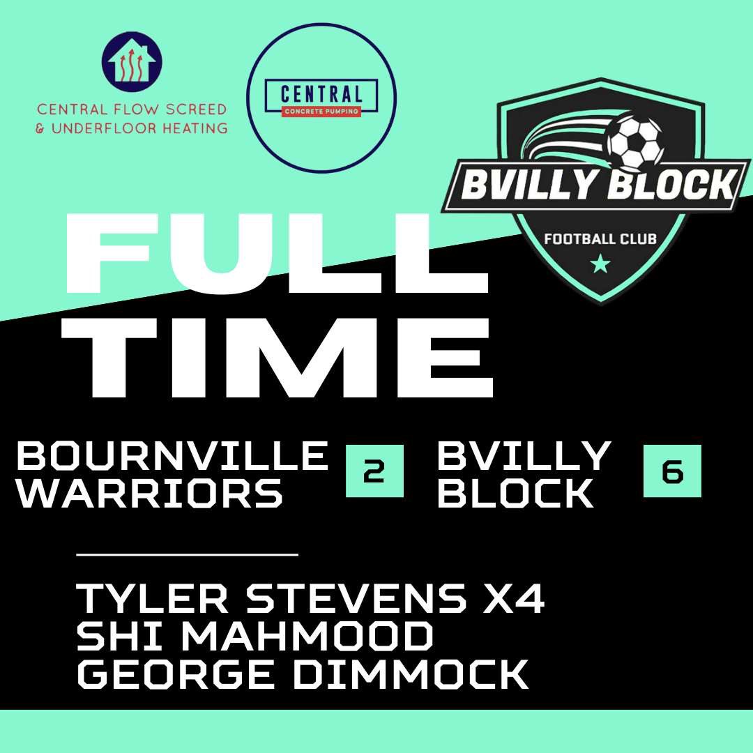 bvillyblockfc's tweet photo. Good game today for the lads! Nice to finally get a win especially as our season starts next week. Came up against an energetic @BVWarriors team - good luck for the season fella👊

Goalscorers: @tylerstevens01 Shi @GeorgeDimmock4 https://t.co/XnAzFc8ZKz