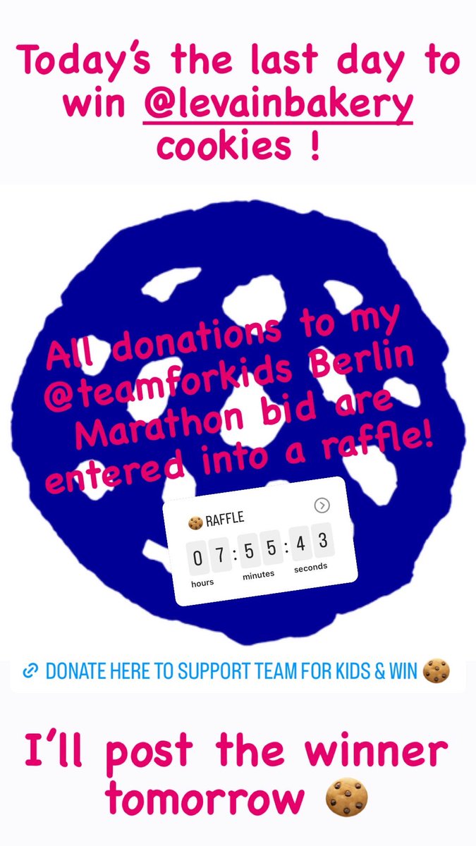 MrsSawyer4's tweet photo. Tomorrow I’ll raffle off Levain Bakery cookies for this that have donated to my Team for Kids Berlin Marathon bid! It’s crunch time ya’ll 1 month to raise $1,258. Every $5, $10, or really any support is super helpful.  #Berlin2023orbust https://t.co/PRdiVoUDHk