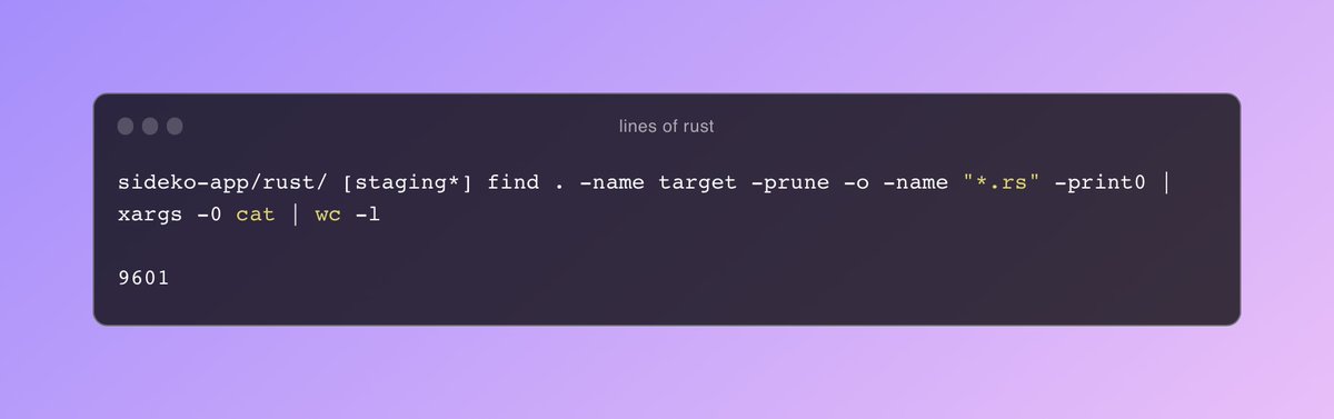 PatKellySDK's tweet image. approaching 10k lines of production #rustlang at @sidekodev