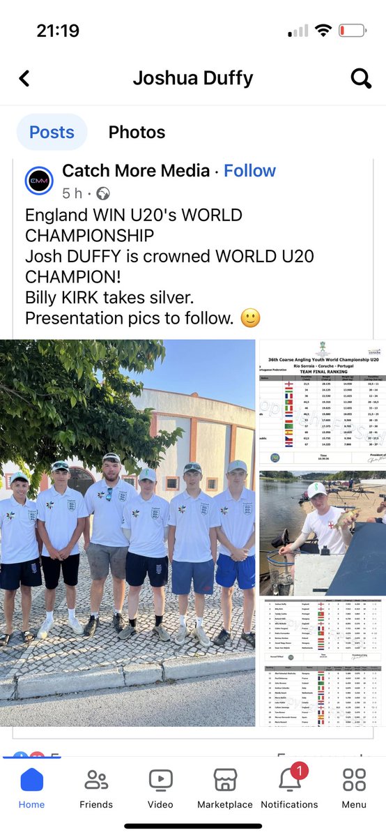 jst81jst's tweet photo. @GMB @itvnews @BBCTheOneShow @BBCNews fancy welcoming the Englands U’20s fishing squad who have just won the world championship back from Portugal later this week …. https://t.co/f8y5On1CgE