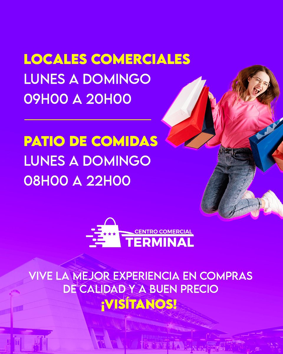 ccterminalgye's tweet photo. ¿Tienes planes hoy? 👀🛍️

Te esperamos hoy en el #CentroComercialTerminal para que vivas una experiencia única en compras de calidad y a buen precio. 🤩 https://t.co/nodFHAw100