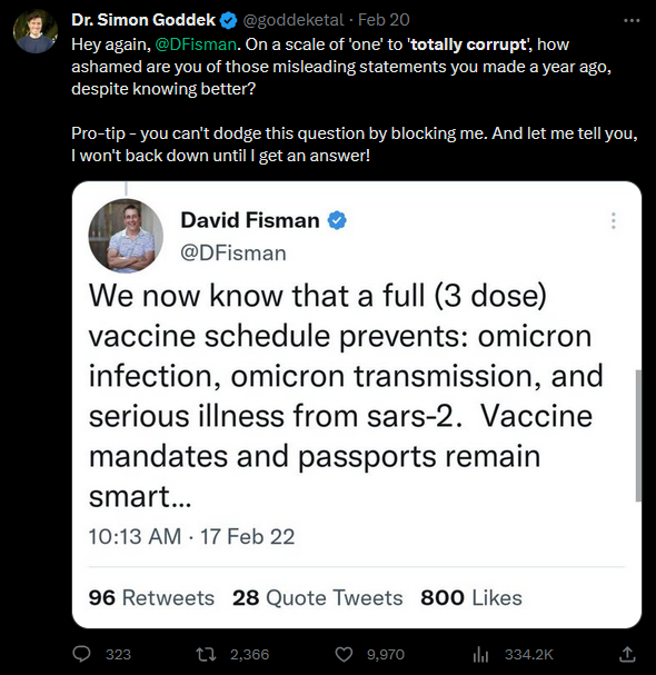 goddek's tweet photo. Today, @elonmusk announced that if 'you've been unfairly treated by your employer due to posting or liking something on this platform, we will fund your legal bill.' With this in mind, let me share my story:

I am Simon Goddek, once an enthusiastic scientist. Six months ago, I lost my job at the Norwegian Research Institute @SINTEF, accused of “exceeding my freedom of expression on Twitter”.

What predated this is my job loss at the Dutch University @wur in 2021, where I showed on Twitter why I believed the peer-review process of Christian Drosten's Covid PCR Protocol was most likely rigged. As a consequence, I didn't just lose my job, but my Twitter account as well. Consequently, I was able to smoothly transition to a new role at the Norwegian Research Institute, a position I held without issue until my Twitter account was reinstated in early 2023.

During my absence from Twitter, I collected many quotes and videos from people who publicly defamed the unvaccinated and those holding differing views. When my account got reinstated, I found myself with the unexpected opportunity to confront these individuals with their own words. What has now become my daily "Good morning" routine, consisting of exposing these quotes, was not initially well-received by those I addressed. The backlash seemingly resulted in a barrage of complaint emails to my former employer, which ultimately led to my dismissal.

SINTEF's complete justification for my unjust dismissal reads as follows:
"There have been several incidents on Twitter etc., where Goddek's comments have exceeded his right to freedom of expression, as some of the comments made are based on obvious falsehoods which are apt to damage SINTEF's reputation, e.g., allegations of 'corruption'."

The allegation of corruption refers to the screenshot I attached to this tweet. Nothing about the question I asked justifies the termination of my contract. Stating that I exceeded my freedom of expression is against the law in any country without a dictator.

It's also my right as a free citizen to say that… 
▪️ Russia is not the main culprit in the Ukraine conflict
▪️There are only two genders
▪️ Covid vaccines did more harm than good
▪️ Vitamin D and Ivermectin could have saved millions of lives
… even though these political positions were not shared by my former employer.

In the meantime, I've filed a lawsuit against SINTEF and hope to face them in court soon. To meet the very high legal costs in Norway, I was compelled to sell my car, given that my current income from my startup @sunfluencer is far from sufficient. It's precisely for this reason that I appreciate Elon's announcement to support myself and many others, who've experienced significant setbacks in their lives because of their activities on this platform.

So, thank you, Elon, for your support, and a big thank you to all my followers who have stood by me during these difficult times. A very special thank you is owed to my incredible lawyer @belawed, tirelessly battling for my rights.

Yours sincerely,
Simon

P.S.
By the way, I still have not heard back from David Fisman, who now calls himself David CisMan (you really couldn't make this up!). Despite his daily propagation of misinformation, which likely led many  to lose their lives and livelihoods, he retains his position at his university. Academia is dead!