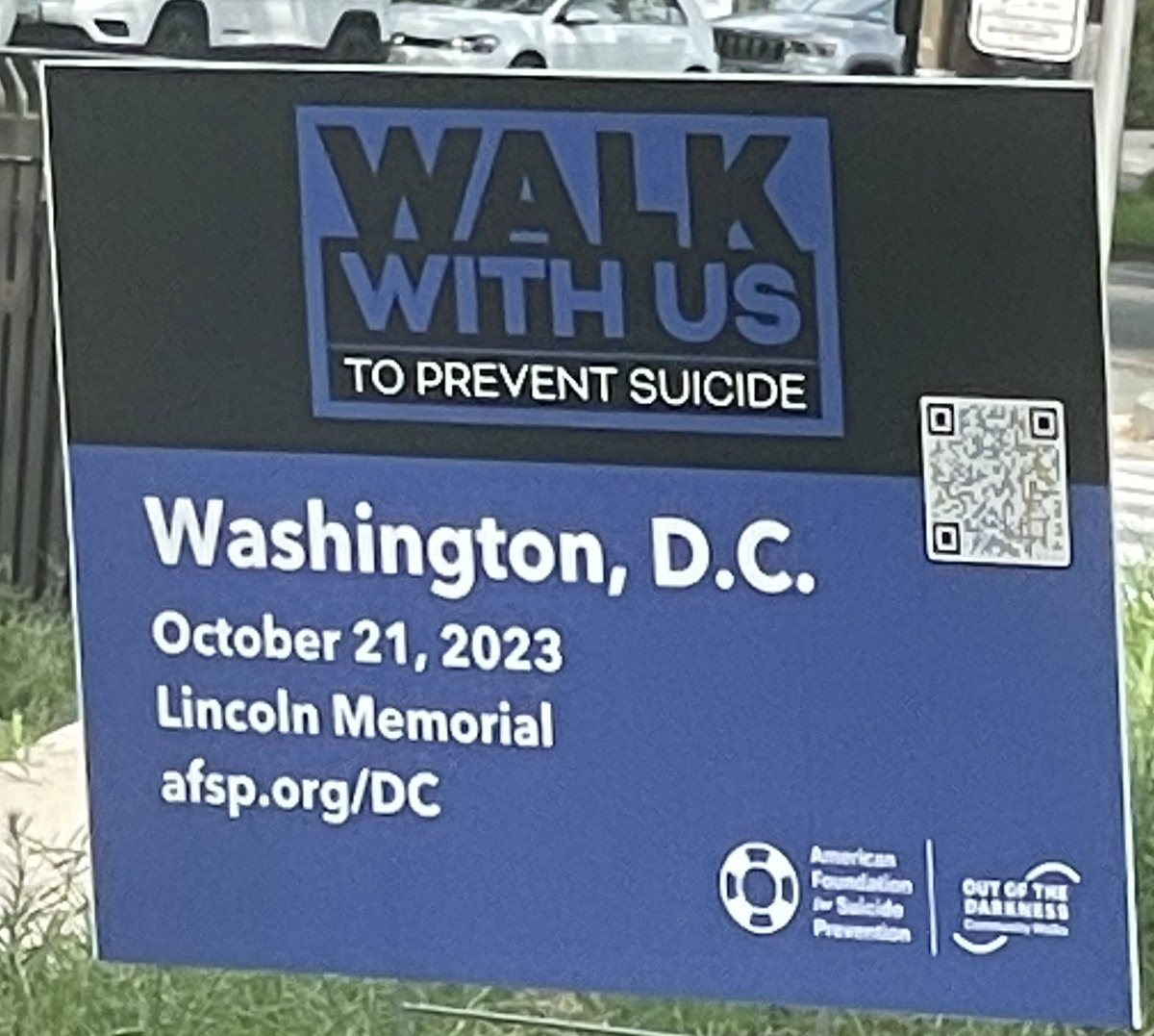 ricebilldc's tweet image. At McArthur Bld. NW, at V St, yard sign for what❓in Washington, D.C. October 21, 2023, @lincolnmemorial?Black letters on dark background. #BadGraphics