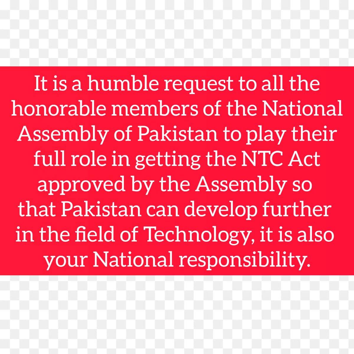 The National Technology Council Bill should be passed by the National Assembly as soon as possible. #Thanks_RanaTanveerPMLN
#Thanks_PMLN <a href="/ZeshanMalick/">Zeeshan Malik</a> <a href="/Atifrauf79/">Atif Rauf</a> <a href="/drrkhalid10/">Velorum Rise TV</a> <a href="/drrkhalid1/">❤️ Dr Raheela Khalid (FMG)</a> <a href="/pmln_org/">PMLN</a> <a href="/PMsYouthProgram/">Prime Minister's Youth Programme</a> <a href="/MNAmandokhail/">Qadir Khan Mandokhail</a> <a href="/ShazaFK/">Shaza Fatima Khawaja</a> <a href="/KirmaniAsif/">Dr. Syed Asif Kirmani</a> <a href="/KhawajaMAsif/">Khawaja M. Asif</a> <a href="/AET_kpk/">Association of Engineering Technologists kpk</a>