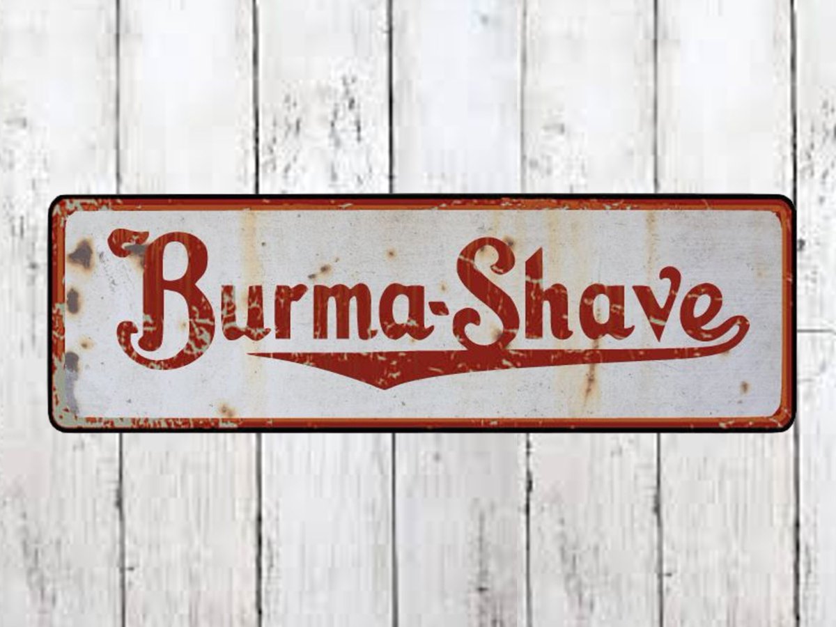arlissbryant's tweet photo. Burma Shave Barber Sign Vintage Advertizing Shaving Sign https://t.co/s2D6appkTm #ChickenDaddy #signs #Etsy #woodstove #chickencoop #BarberGift https://t.co/EricJFu38S