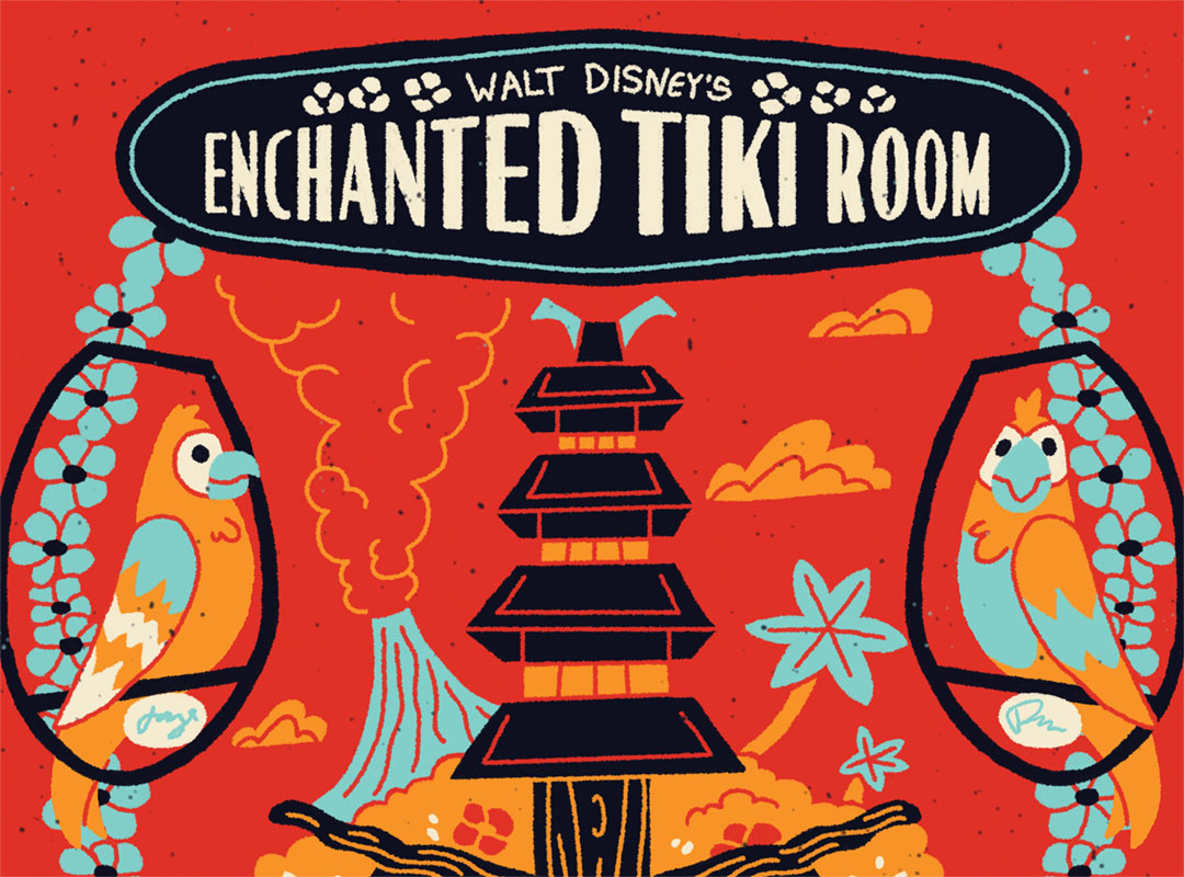 parkermarley's tweet image. silly little enchanted tiki room poster 🥰 also my first time showing my art on social lol oops