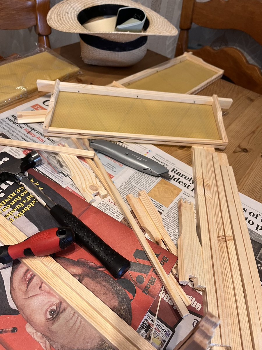 Making up bee frames. Ready to put super on. Them bees need space. 🐝 🐝 @Denisedye12 <a href="/BeekeepersHour/">🐝#BeekeepersHour</a> #busydays