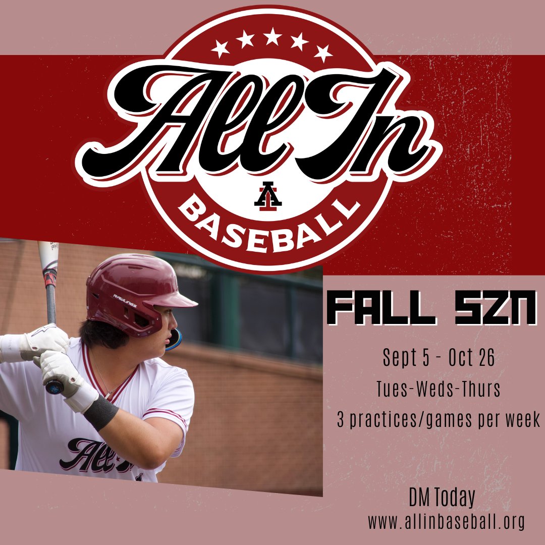 🚨 🚨 Take your game to the next level this fall! Play at the best baseball facility in the Bay Area! Just a few roster spots remaining. DM for more details. 🚨 🚨 <a href="/_AllInBaseball/">All In Baseball</a>