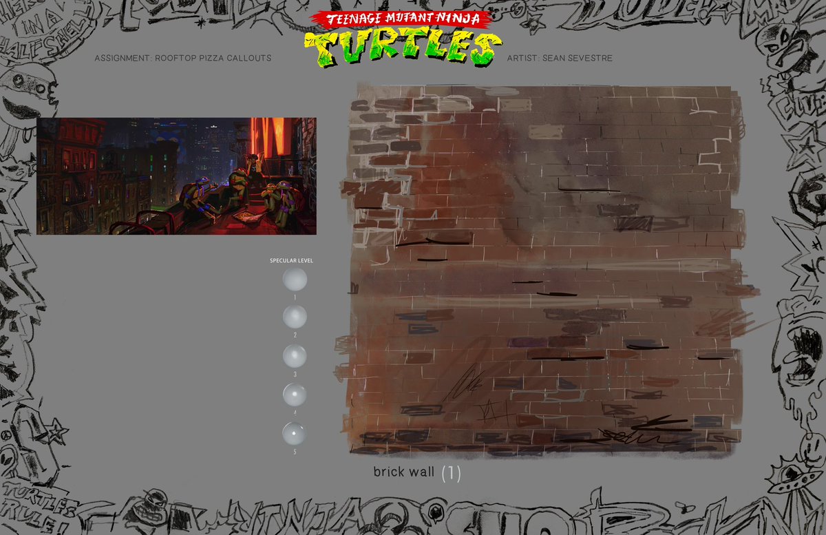 Set design for @TMNTMovie rooftop! Sometimes you just need to do a concept of a brick wall. #TMNT #MutantMayhem #visdev