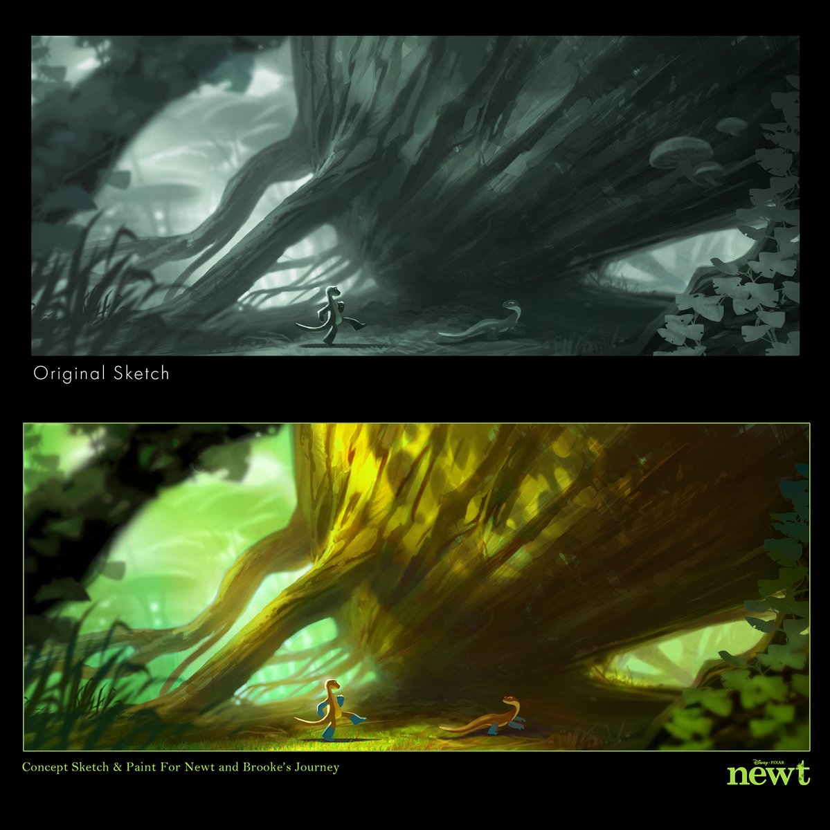 What makes a good concept design/visual development painting for animation, live-action, gaming, or publishing?

Let's consider the power of COLOR in visual storytelling. I think of my lighting design as a melody and the arrangement of color as its notes.