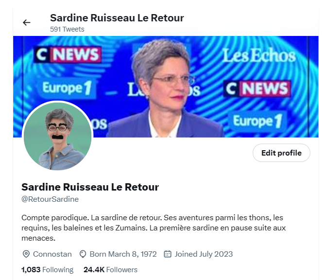 Compte X de Sandrine Rousseau - Le Retour tweet media