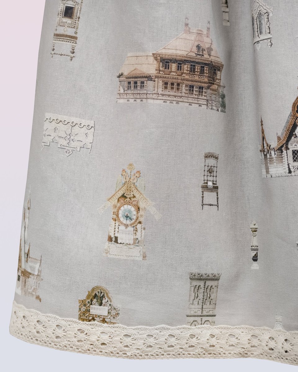pyshkin_pyshkin's tweet photo. Revealing the first item from « Wooden Architecture Motifs » collection - grey cotton/linen pinafore dress with cotton lace decoration. Can you guess what the other items will be? We will show them very soon! #pyshkinpyshkin #cottagecore #folkcore #kanekoshop https://t.co/3EaApSOpWk