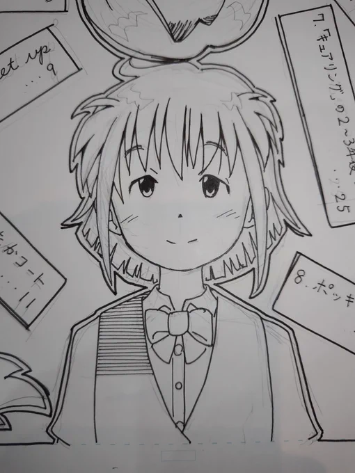 目次カット描き 眠い…