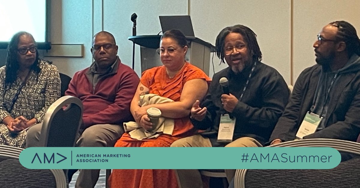 "People do not fear change, they fear loss." - Reg Stewart, Ph.D. at the "Racism and Discrimination in the Marketplace" workshop.

📸:  Sonya Grier, David Crockett, Cinthia Satornino, Reginald Stewart, Kevin Thomas

#AMASummer #Diversity #Equity #Inclusion