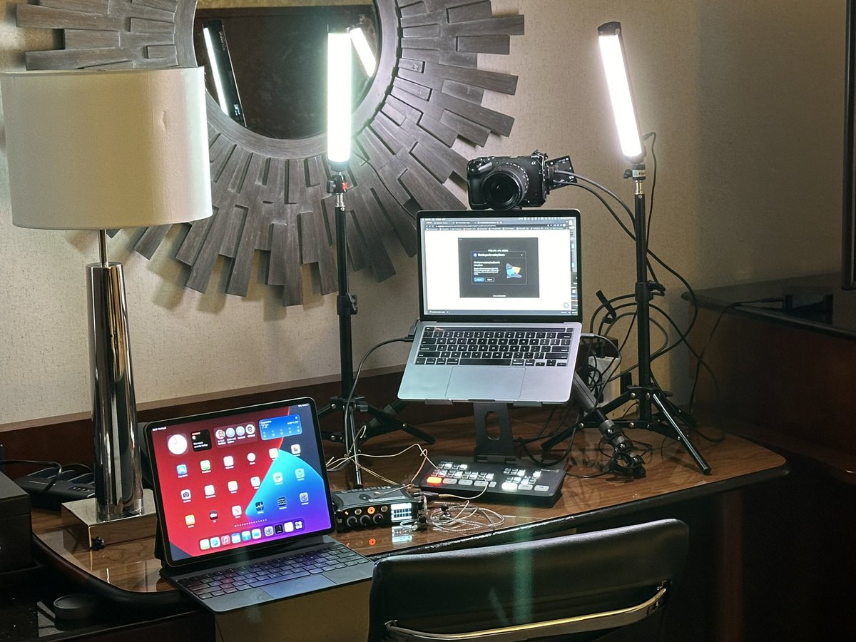 My current travel kit for Zoom. Requirement is that it all fits into a Pelican 1510 for carry-on.

Set up time is typically 8-12 min.