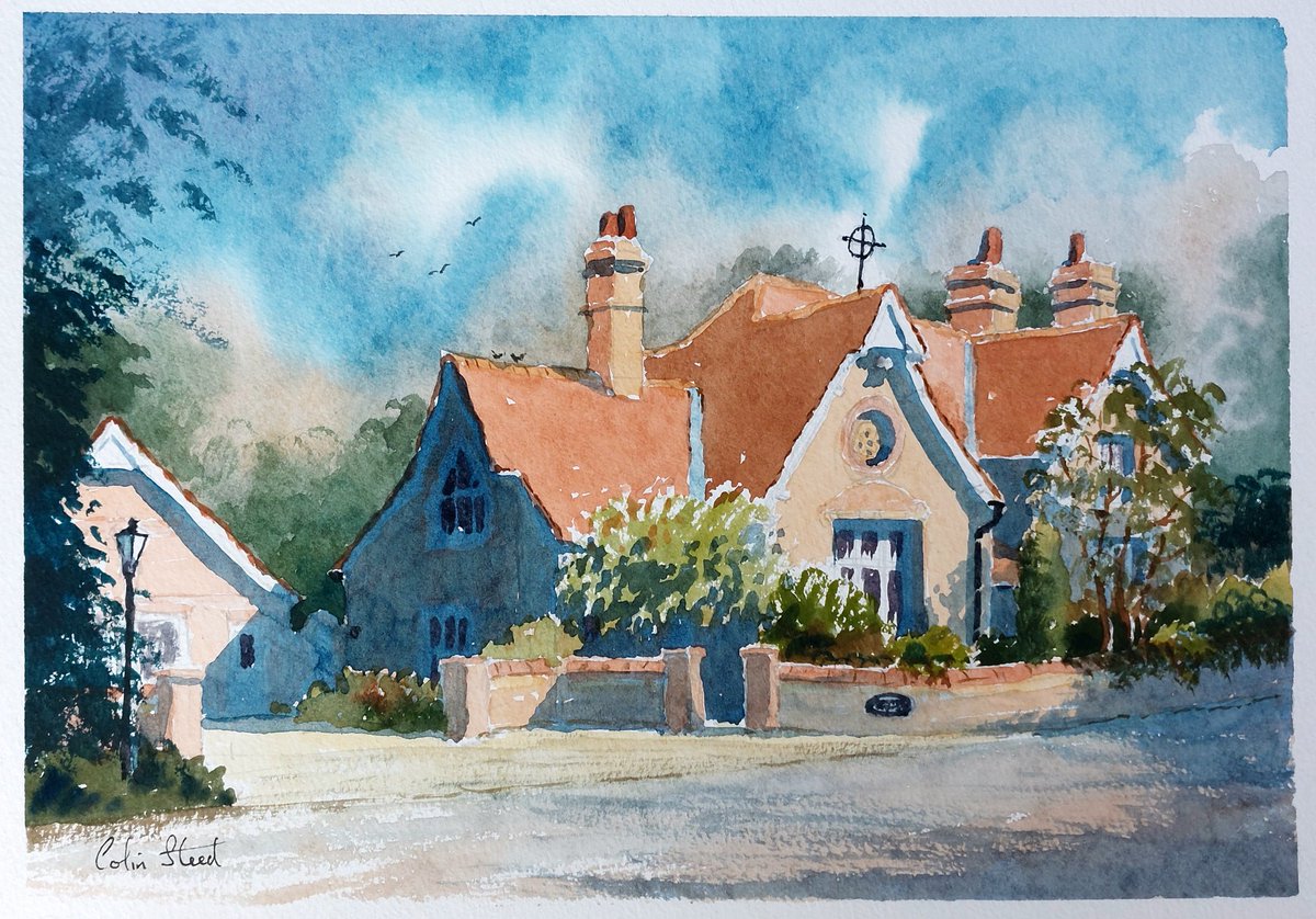 The Old School House, Shernborne, Norfolk. 11x15 inches unframed watercolour. #colinsteedart1 #bbccountryfile #countrylife #norwich #norfolkfood #norfolklife #Sandringham