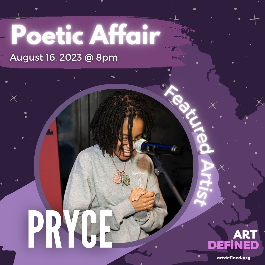 artdefinedinc's tweet photo. We are proud to present this month's featured artist for Poetic Affair:
@_artistxpoet_ aka PRYCE!
Pryce was our recent winner at the Harlem Nights Poetic Affair Slam! 
Swipe to learn more!

#feature #FeaturedArtist #Artist #poeticaffair #augustevents https://t.co/hD8lJOCdCq