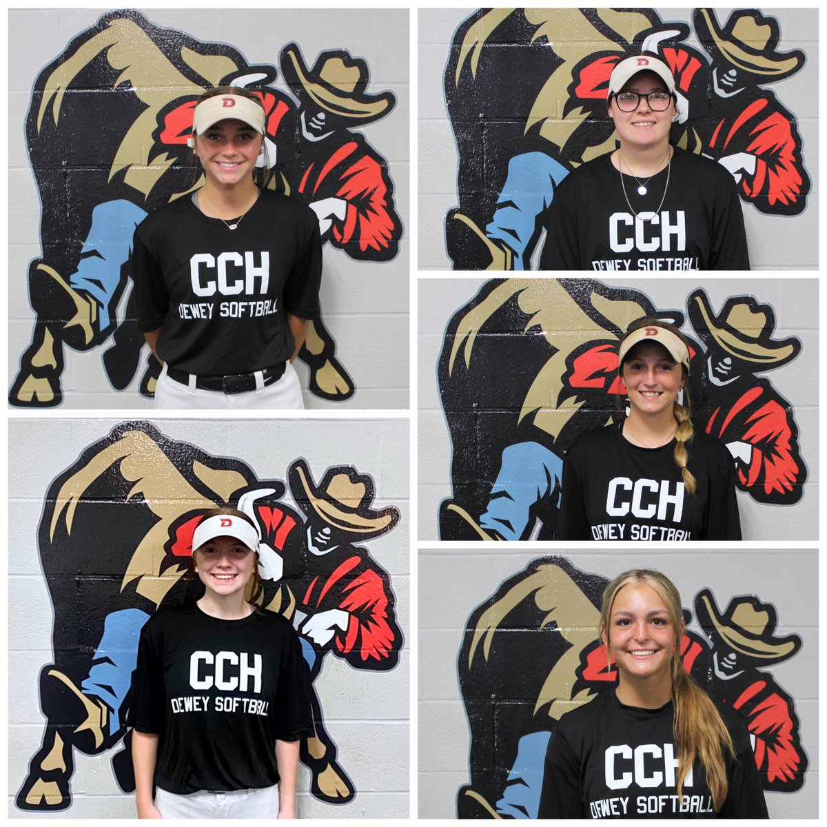 Meet the Lady Doggers! Today, meet our senior class: Addie Dugger, Mckenna Hagan, Emma Holland, Kirsten Kay, and Maycee Smith. Read their bios on our Dewey High School Softball Facebook page.