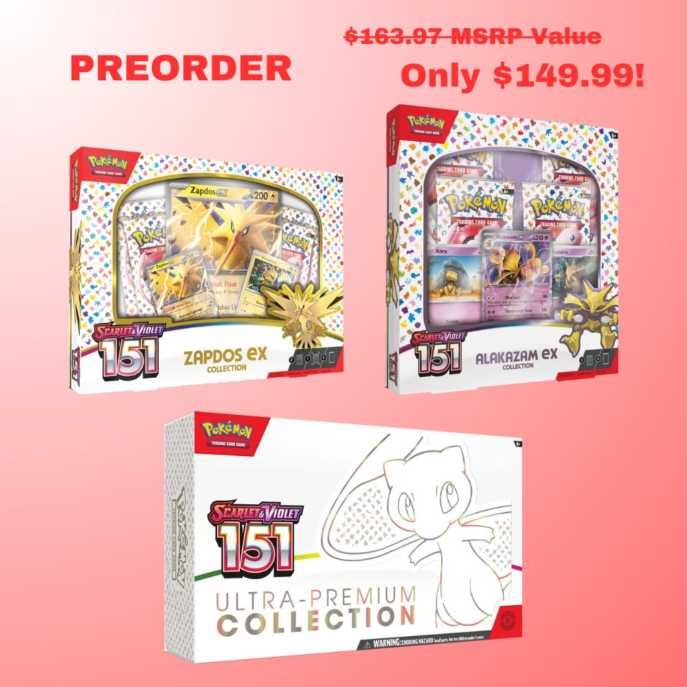 TheGameCapital's tweet image. Our preorders for Pokémon 151 are live &amp;amp; BELOW MSRP so act fast! Secure your preorder NOW at the-game-capital.com/collections/pr…

Like, follow &amp;amp; retweet for a chance to win an Obsidian Flames ETB. Winner to be selected no later than Thursday, August 17th during a Twitch livestream!