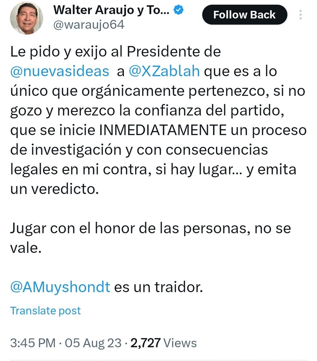 consejero01's tweet photo. Dice Walter que "no se vale jugar con el honor de las personas", que huevos de cabron ... https://t.co/SHjwWH4ARa