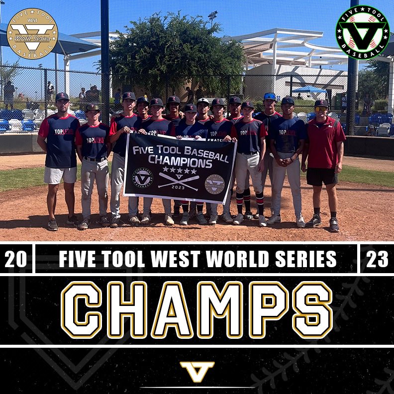 🏆CHAMPIONS🏆

Congrats to <a href="/TopLevelLA/">Top Level</a> National on winning the 17U American Division Championship of the #FiveToolWestWS!

#WatchEm