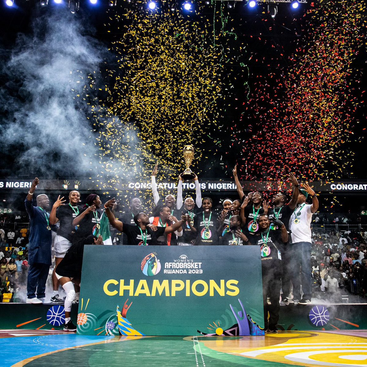 Congratulations to @DtigressNG on winning the FIBA Women's AfroBasket title. This victory makes Team Nigeria four time winner in a row, over the last four decades. A big ‘Thank you’ to the Head Coach, Ms. Rena Wakama @Coach_Rena - Dame Pauline K. Tallen, KSG, CFR, OFR