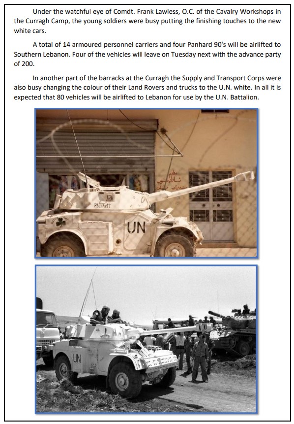 curraghhistory's tweet photo. In May 1978, preparations were underway at the Curragh Camp for the deployment of the 43rd Inf Bn to UNIFIL Lebanon. Panhard ALM 90’s Armoured cars of the Cavalry and Infantry Panhard M3 Armoured personnel carriers were painted UN white before deployment.
https://t.co/5EY4WJgeBG https://t.co/cHGj16Kmer