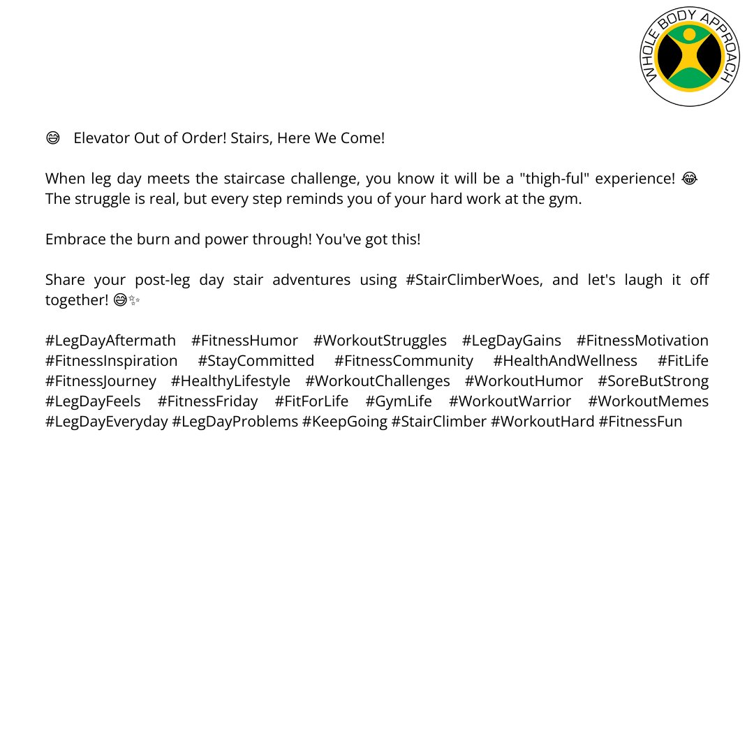 WBA2k10's tweet image. 😅🚫 Elevator Out of Order! Stairs, Here We Come! 🏋️‍♀️💪
#LegDayAftermath #FitnessHumor #WorkoutStruggles #LegDayGains #FitnessMotivation #FitnessInspiration #StayCommitted #FitnessCommunity #HealthAndWellness #FitLife #FitnessJourney #HealthyLifestyle #WorkoutChallenges