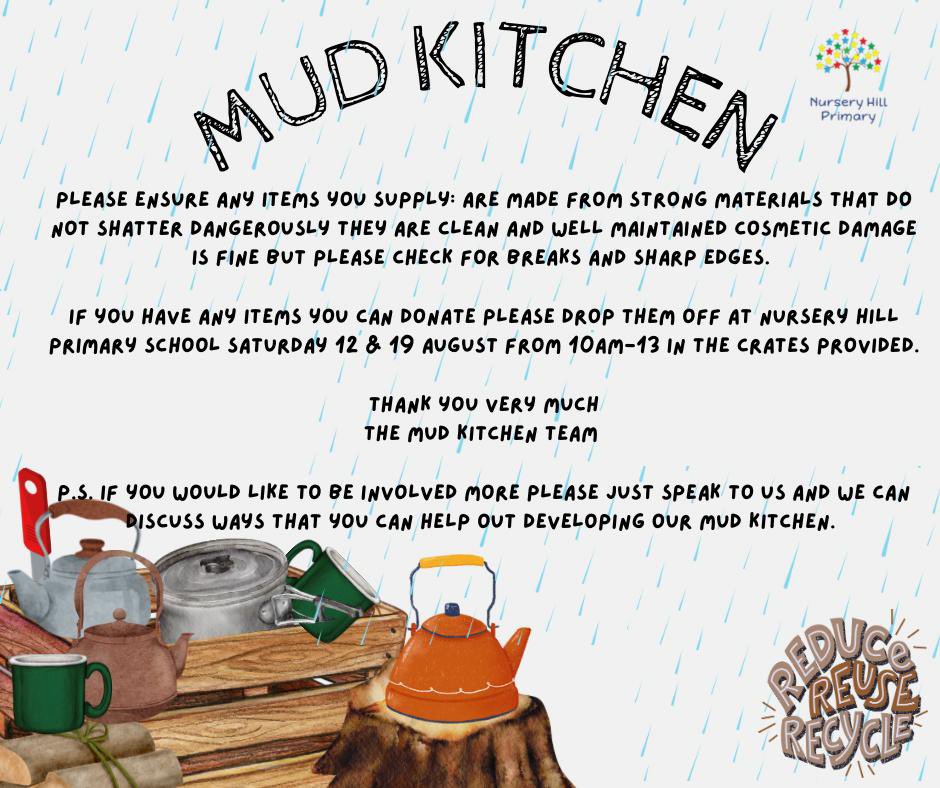 MrsJeansNHP's tweet image. So excited about our outdoor provision coming soon to Nursery Hill. All contributions to our mud kitchen would be so welcome. @nursery_hill @NurseryHillEYFS @MissPreeceNHP @MissScrubyNHP @MrsRowlandNHP