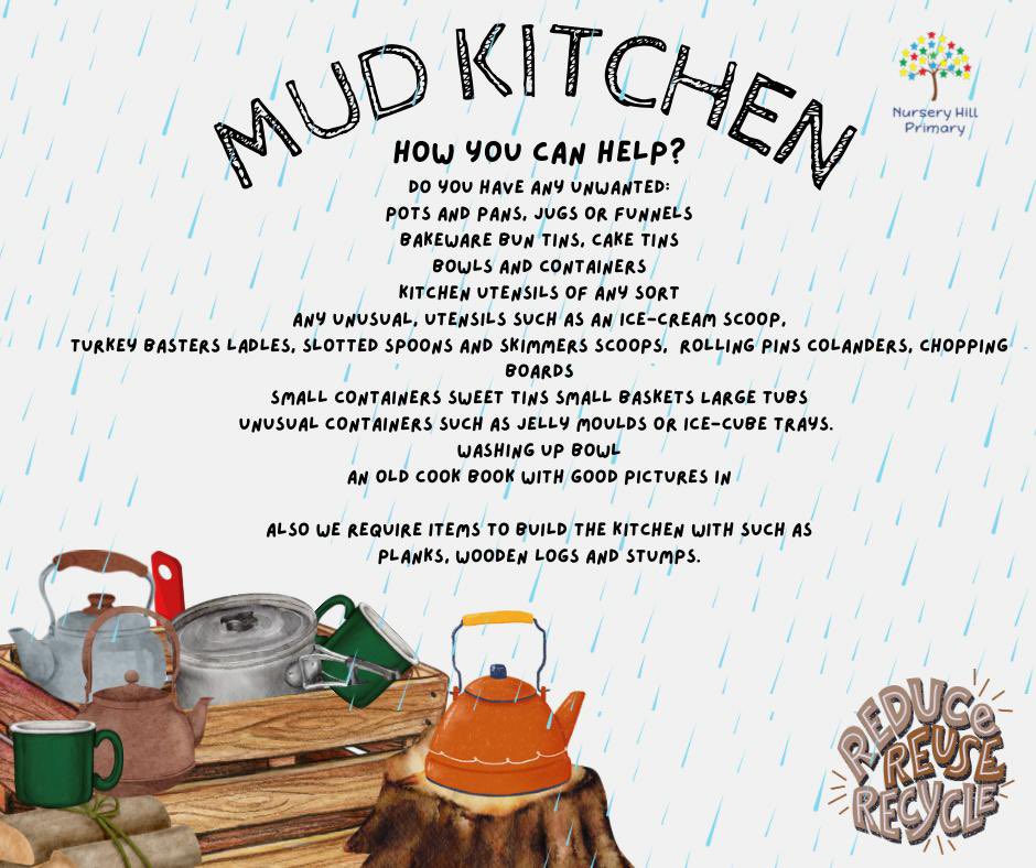 MrsJeansNHP's tweet image. So excited about our outdoor provision coming soon to Nursery Hill. All contributions to our mud kitchen would be so welcome. @nursery_hill @NurseryHillEYFS @MissPreeceNHP @MissScrubyNHP @MrsRowlandNHP