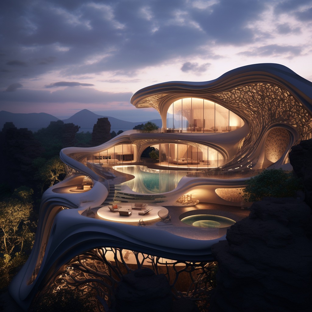 nft_human_'s tweet photo. Fractal design | Mushroom house in a different universe. 
Designed with midjourney
___________________________________
#midjourney
#midjourneyai #midjourneyarchitecture #aiarch #aiarchitecture #aiart #aiwork https://t.co/bc2FTdOgR7