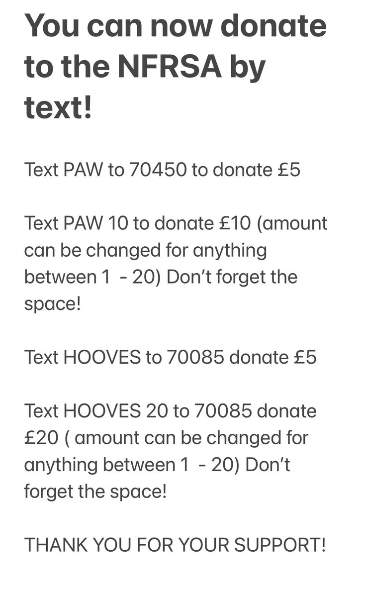 The_NFRSA's tweet image. We’re delighted to announce you can now support the work of the NFRSA easily and quickly.

We have just launched a text donation number. 

Details below to see how you can help us look after our retired service animals.

Thank you so much. 

💜🐾🐴🐾💜

#nfrsa #prisondogs