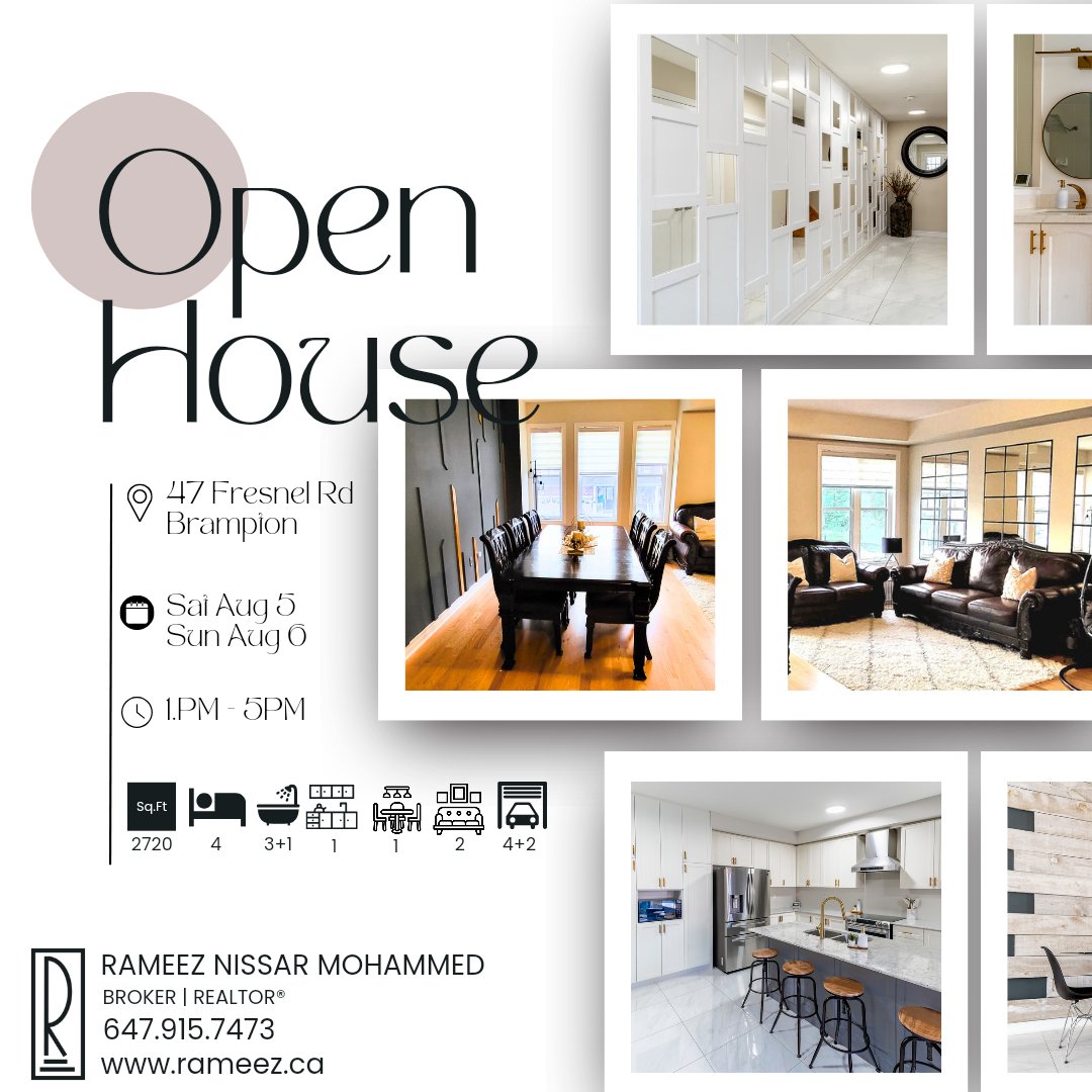 IsmiRameez's tweet photo. OPEN HOUSE, 47 FRESNEL RD, BRAMPTON
SATURDAY AUGUST 5TH &amp; SUNDAY AUGUST 6TH
1.00 PM - 5.00 PM
More Info, Rameez @ 647-915-7473 

#forsalehouse #forsalehome #forsale #forsalebrampton #homesforsale #realestate #forsaletownhouse #realtor https://t.co/Hfker6q259