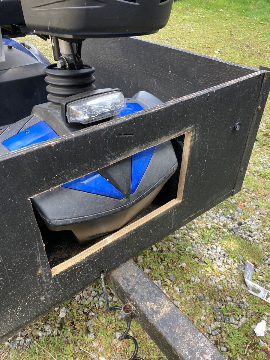 When the #Mobility scooter doesn’t fit the new (to you) trailer… that’s OK just cut a hole in it. #mobilityaid #ambulatorywheelchairuser #Fibromyalgia #ChronicPain #girlandherpowertools #makedoandmend