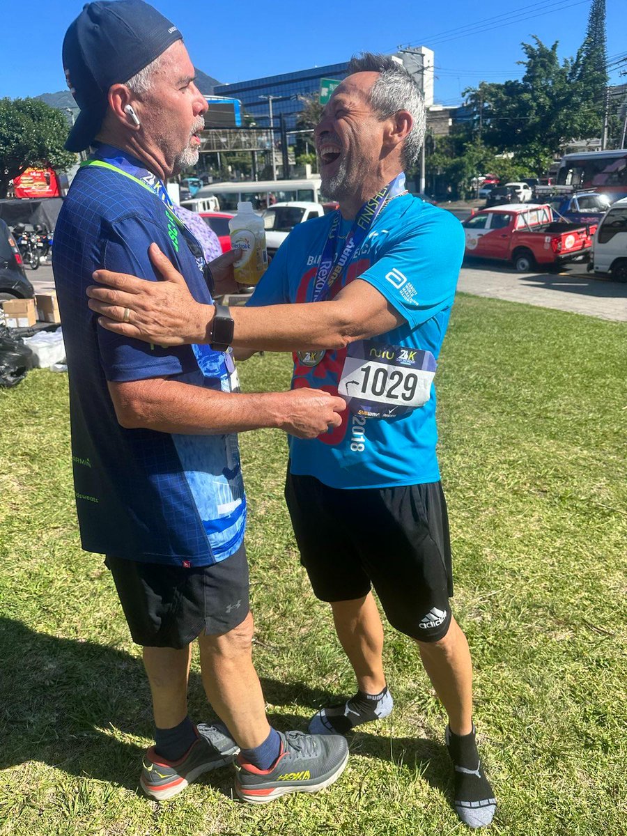gersonmartinez's tweet photo. The guy to my right is my dad, and the guy to my left is my father-in-law. 

Today the three of us ran 21 kilometers in San Salvador, the capital city of the country they were both born in. 

I can't tell you how proud I am of both of these dudes—not only for running a half marathon in their mid-sixties but for a lifetime of sacrifices, love, and determination through which they gave my wife and I the tools we needed to live the lives we do today.

Oscar and Oscar (they're both Oscars) left El Salvador a generation ago, and I am so honored to play even a small role in building the El Salvador of the future. They left because they had to, and their kids are coming back because they want to.

To all the men and women of this beautiful country who gave everything they had so we could be here today, THANK YOU.

🇸🇻❤️