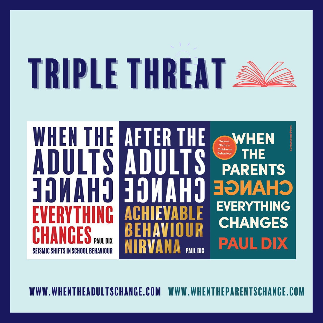 TheAdultsChange's tweet photo. ...and what a triple treat it is @pauldixtweets
📖📖📖💚

https://t.co/UtDdnQlaXw

#TeacherTwitter #EduTwitter #PaulDix #RelationalPractice #ClassroomManagement #WTACBookClub #RelationalParenting #PositiveParenting https://t.co/OCJNkbadvh