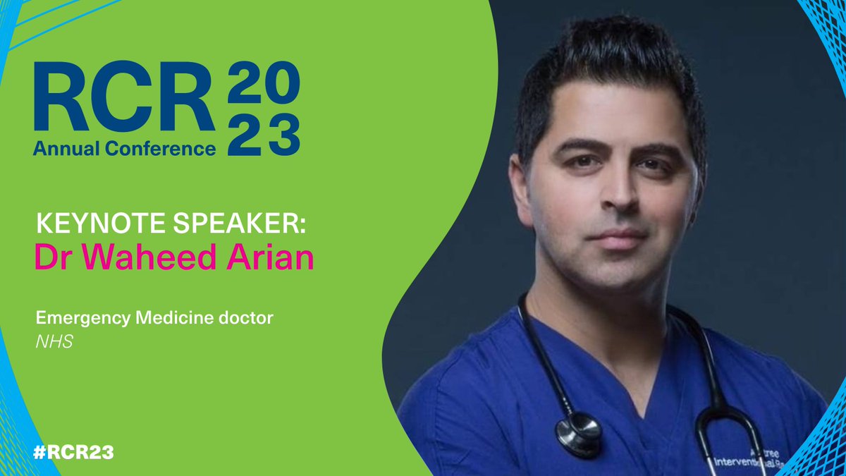 We're delighted to welcome <a href="/DrWaheedArian/">Dr Waheed Arian</a> to #RCR23 as our closing keynote speaker on 12 October!

Book online to hear his session on how we can solve healthcare challenges through compassion, solidarity and innovation.

🔗 bit.ly/3I75dBU

<a href="/_the_SRT/">The Society of Radiologists in Training</a> <a href="/SCoRMembers/">SCoR Members</a>