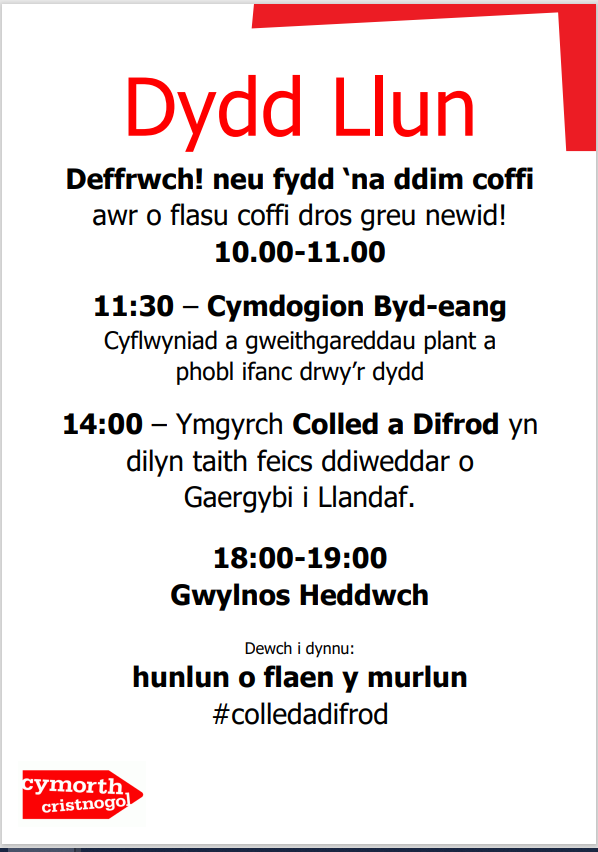 👉Rhaglen Dydd Llun Dewch draw i'n gweld ni ym Mhabell Cytun!