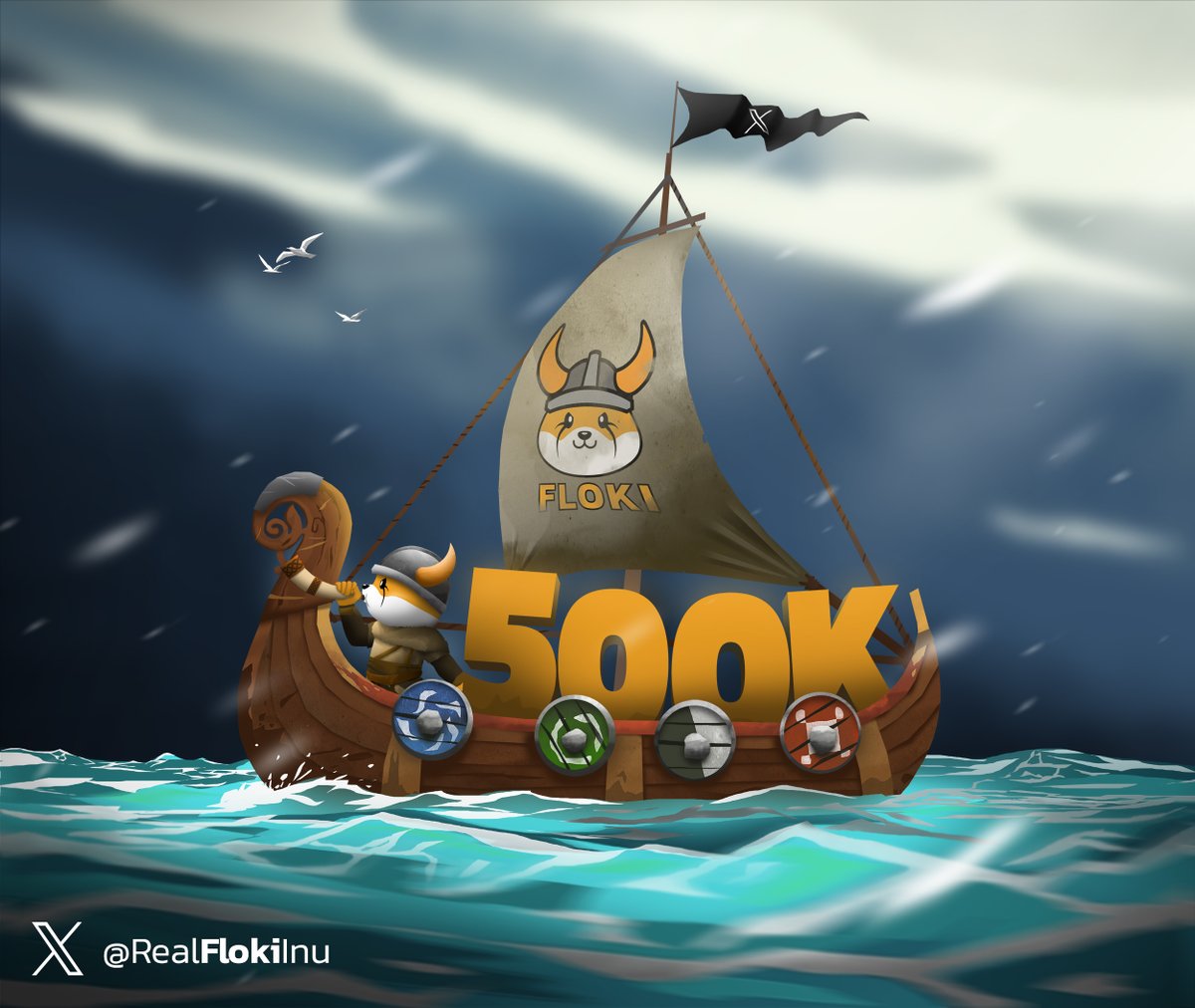 FLOKI's tweet photo. #Floki has crossed 500,000 followers on X! ⚔️

A special thank you to each and every one of you who have stood by us and continue to show support! 💙 https://t.co/roZBXjXJta