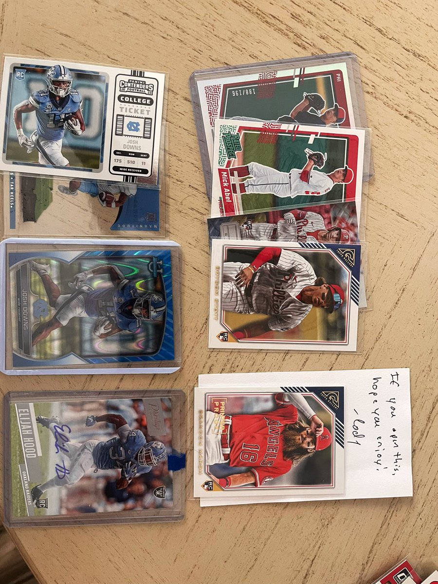 S/o Brandon Marsh aka <a href="/watCHANEYebrow/">Cody C</a> for the sick PC RAK! Some Abel &amp; Stott RCs, numbered Downs and a good ole Hood auto! Thanks Bro! And yes, I opened this one 😂😂 The backlog.. is overwhelming 😅🫣