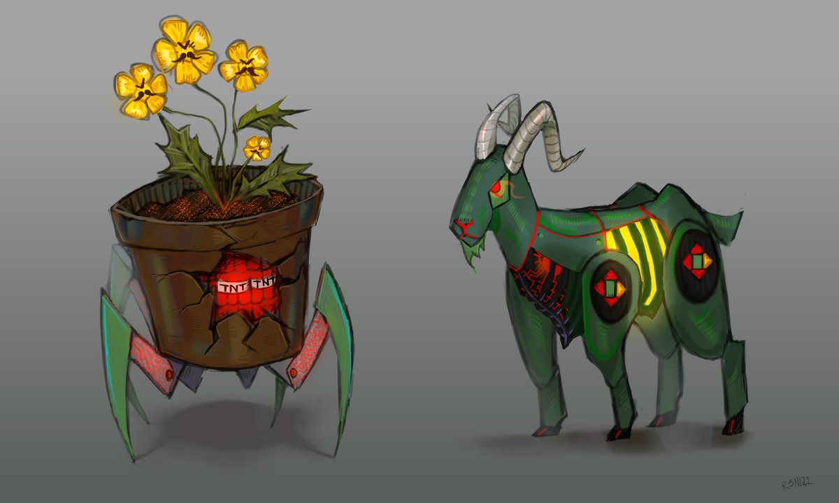 R3nqi_'s tweet photo. Butterbot and Goat Walker #Hermitcraft #Hermitcraftfanart https://t.co/Whz7Bs1ozH