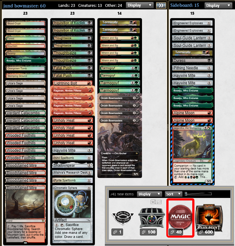RespectTheCat90's tweet photo. Won the Modern Chally 10-0 🥳 with Jund
R1: Spirits 😁(opp disconnected)
R2: U Tron 😁😿😁
R3: Heliod 😁😿😁
R4: Yawg 😁😿😁 (Xerk)
R5: Scam 😁😁
R6: Scam 😁😁
R7: Scam 😿😁😁
Top 8:
R8: UB Ring Control 😁😁
R9: UW ThopterSword 😁😁
R10: Scam 😿😁😁

Youtube Video on the way 🏆✌️ https://t.co/acckPsAYYw