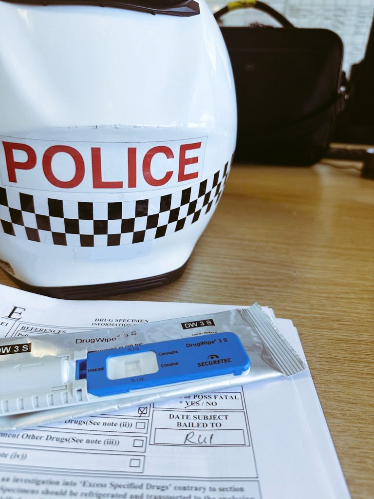 Our police motorcyclists have been out on patrol in #Herefordshire today. Motorcyclist stopped by our police biker. Roadside drug test, positive for cannabis, one under arrest. #ridesafe #policingpromise