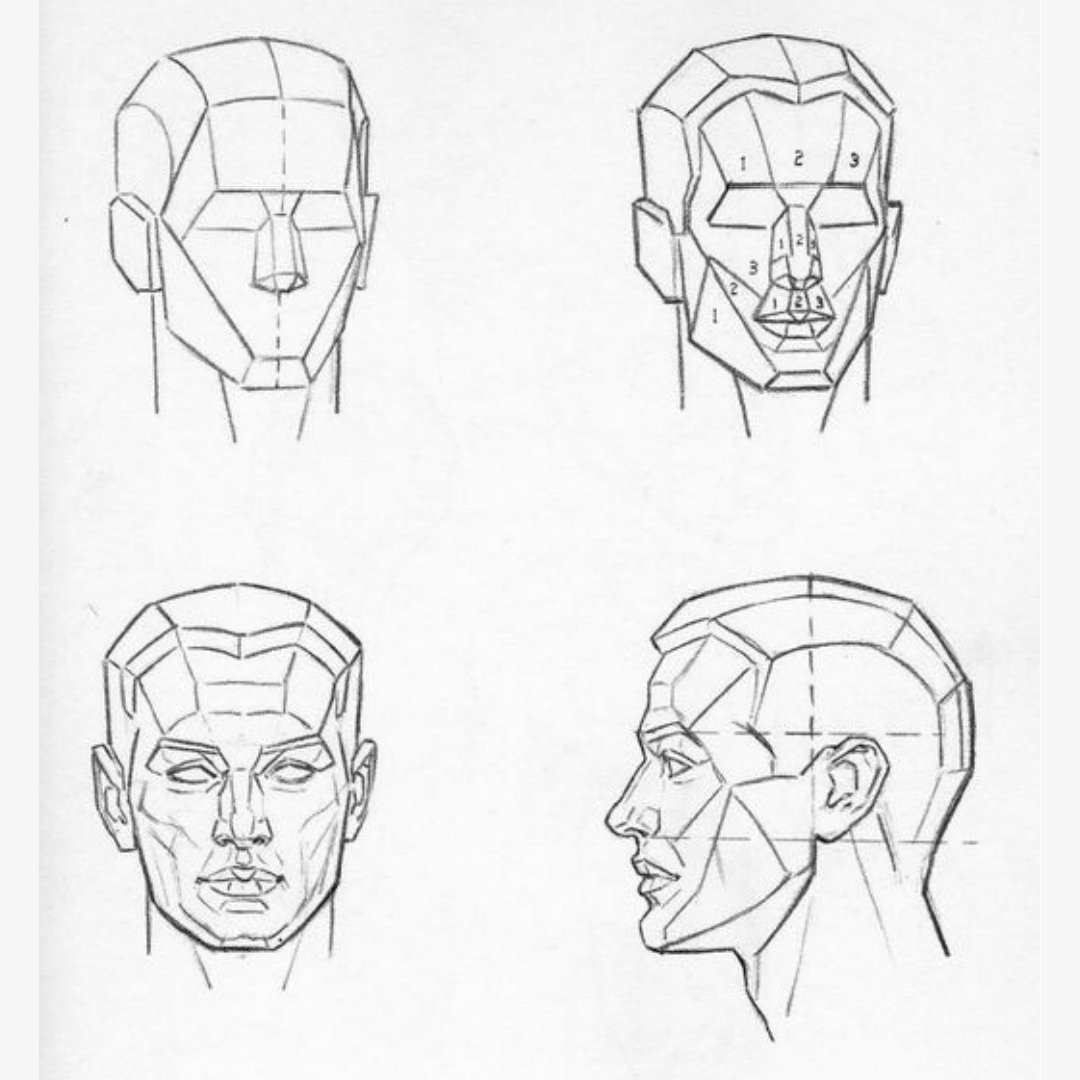 careosene's tweet photo. has anyone made a Clip Studio Paint 3D head that's more like a planar reference than an anime head? like a loomis/bridgman style model with hard edges https://t.co/dCs7PO0iLo